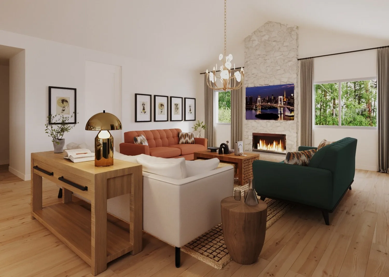 Javier Residence Living with Fireplace