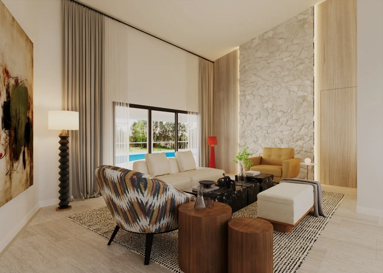 Javier Residence Living with Pool View