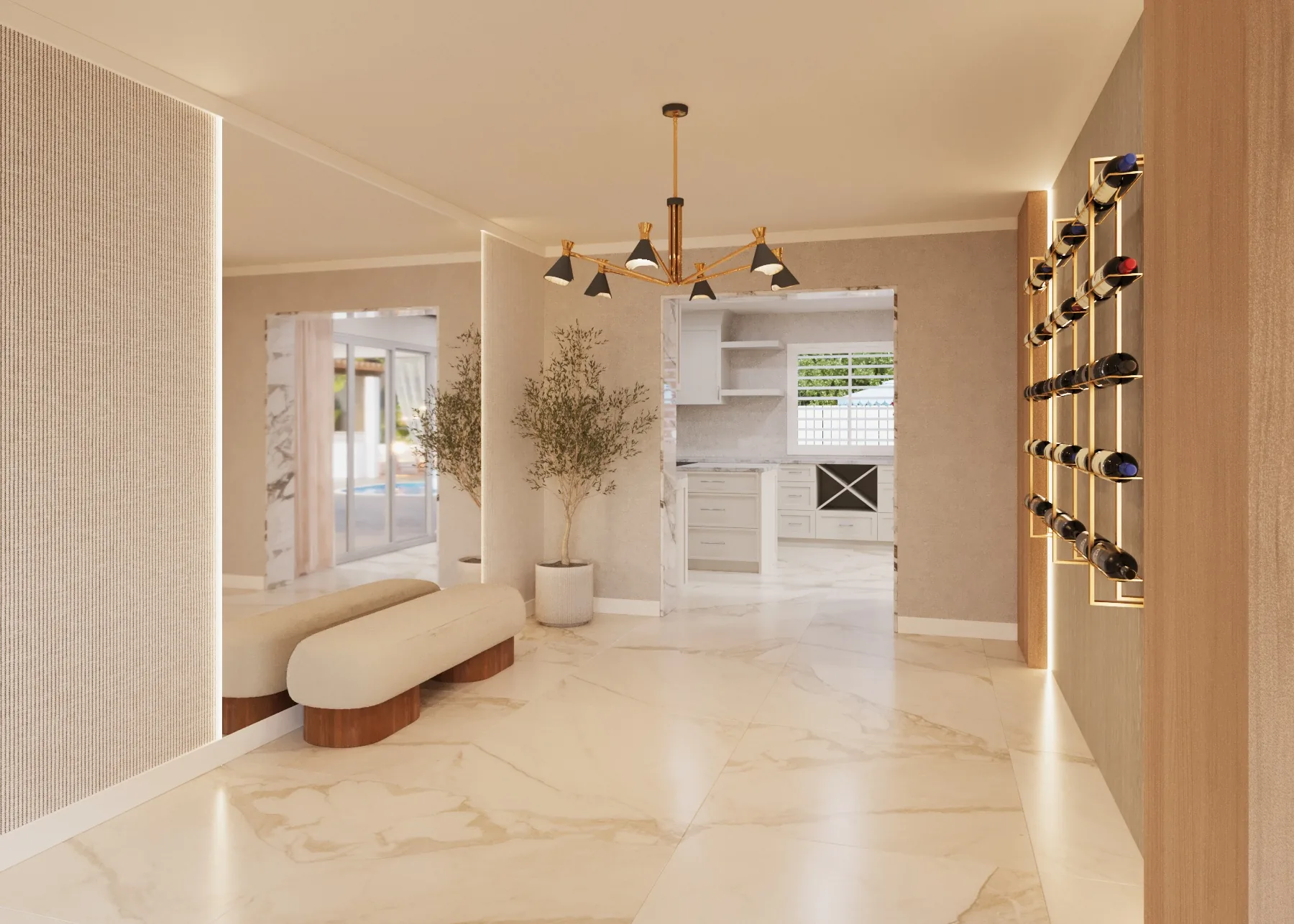 Vanessa Residence — foyer and wine wall
